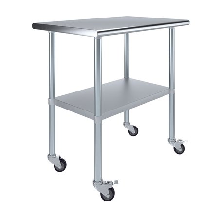 AMGOOD 24x36 Rolling Prep Table with Stainless Steel Top AMG WT-2436-WHEELS